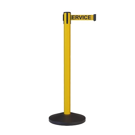 Montour Line Stanchion Belt Barrier Yellow Post 13ft.Out of. Belt ES400-YW-OUTOFYB-130